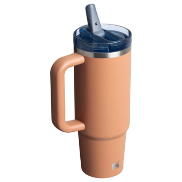 Vaso Stanley Quencher 30oz Honduras en color durazno con tapa y sorbete para bebidas frías