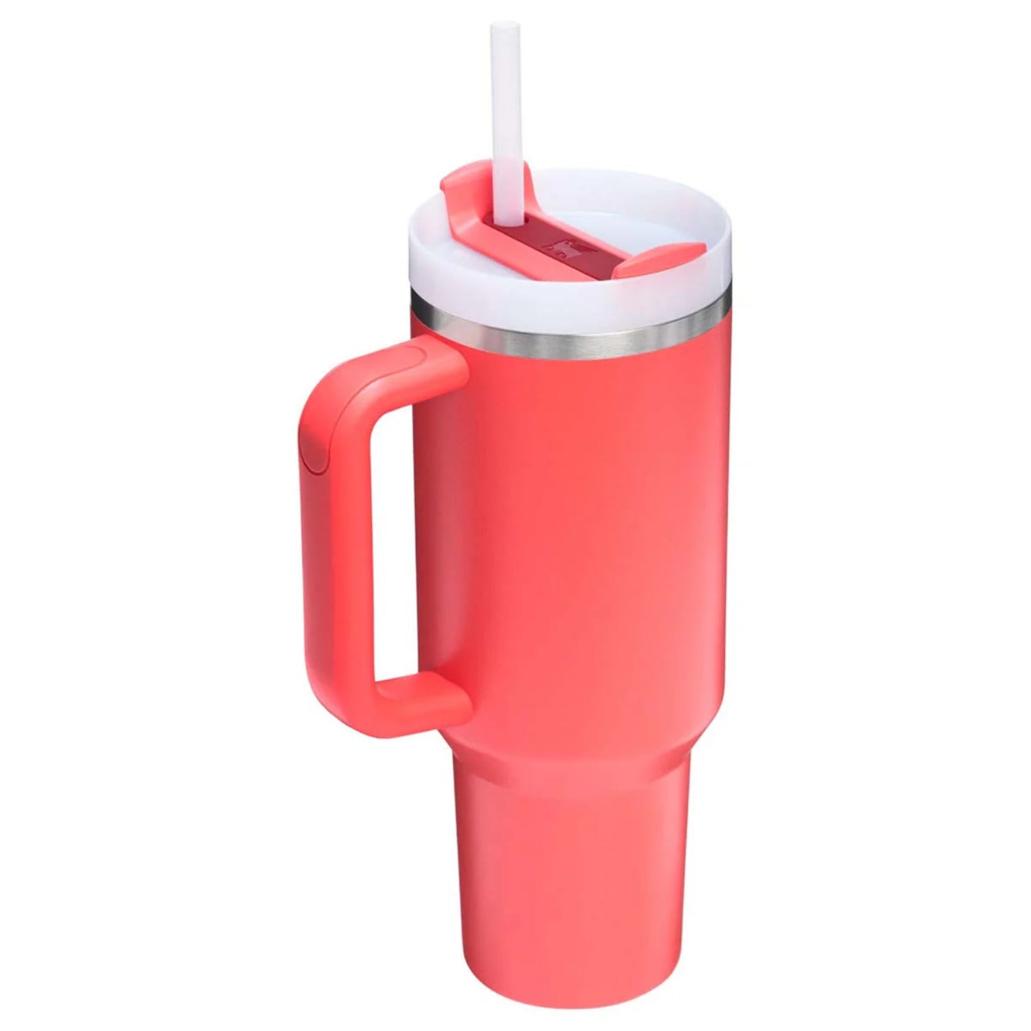 Vaso Stanley Quencher 40oz coral con tapa y popote ideal para mantener bebidas frías