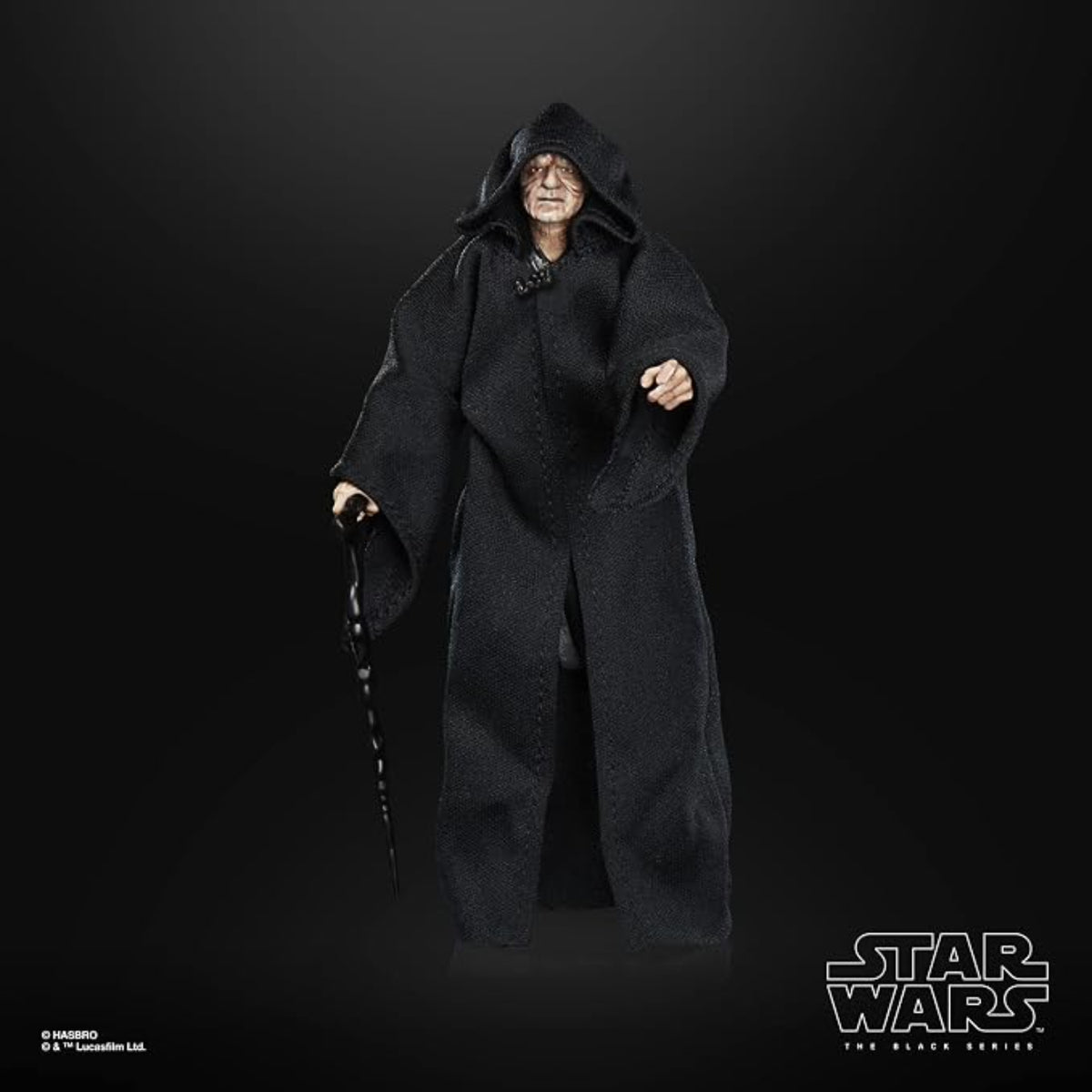 Figura Star Wars del Emperador Palpatine en túnica negra con bastón
