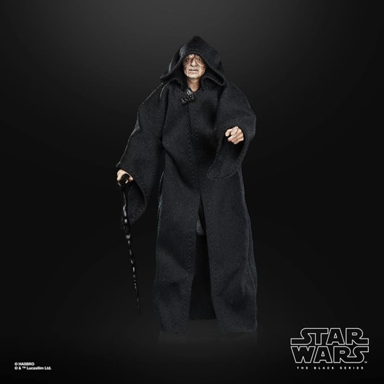 Figura Star Wars del Emperador Palpatine en túnica negra con bastón