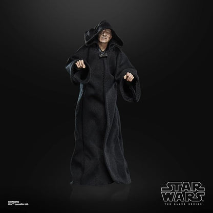 Figura Star Wars de Darth Sidious en túnica negra, destacando detalles de su traje
