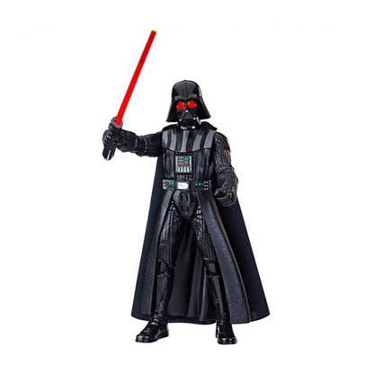 Figura Darth Vader de star wars, con espada láser roja, vista frontal