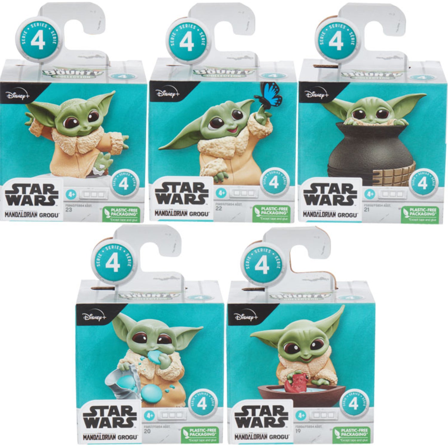 Figuras de Star Wars Stars de Grogu en cajas, diversos estilos y detalles coleccionables