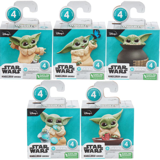 Figuras de Star Wars Stars de Grogu en cajas, diversos estilos y detalles coleccionables