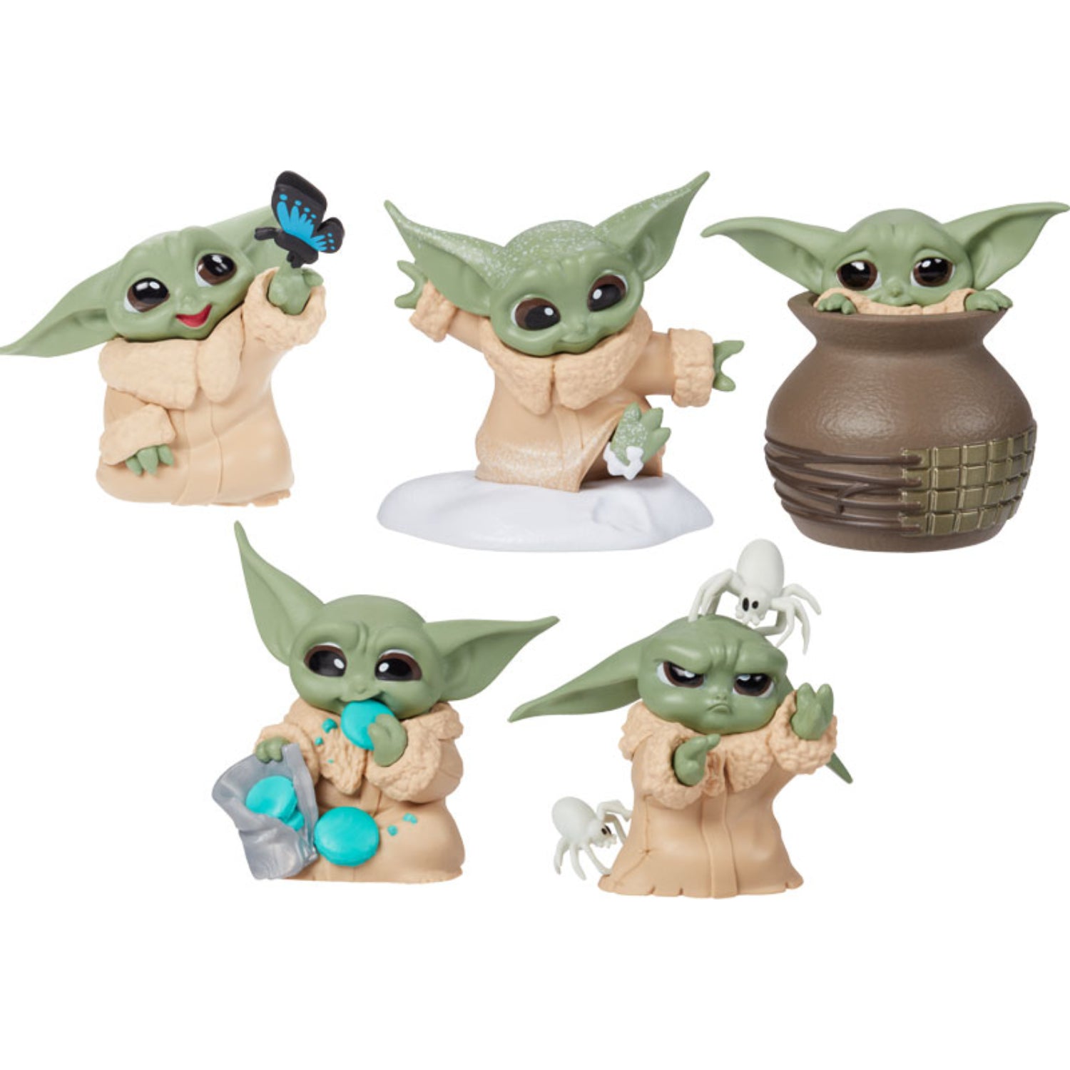 Figuras de Star Wars Stars, Baby Yoda en diferentes poses y accesorios.
