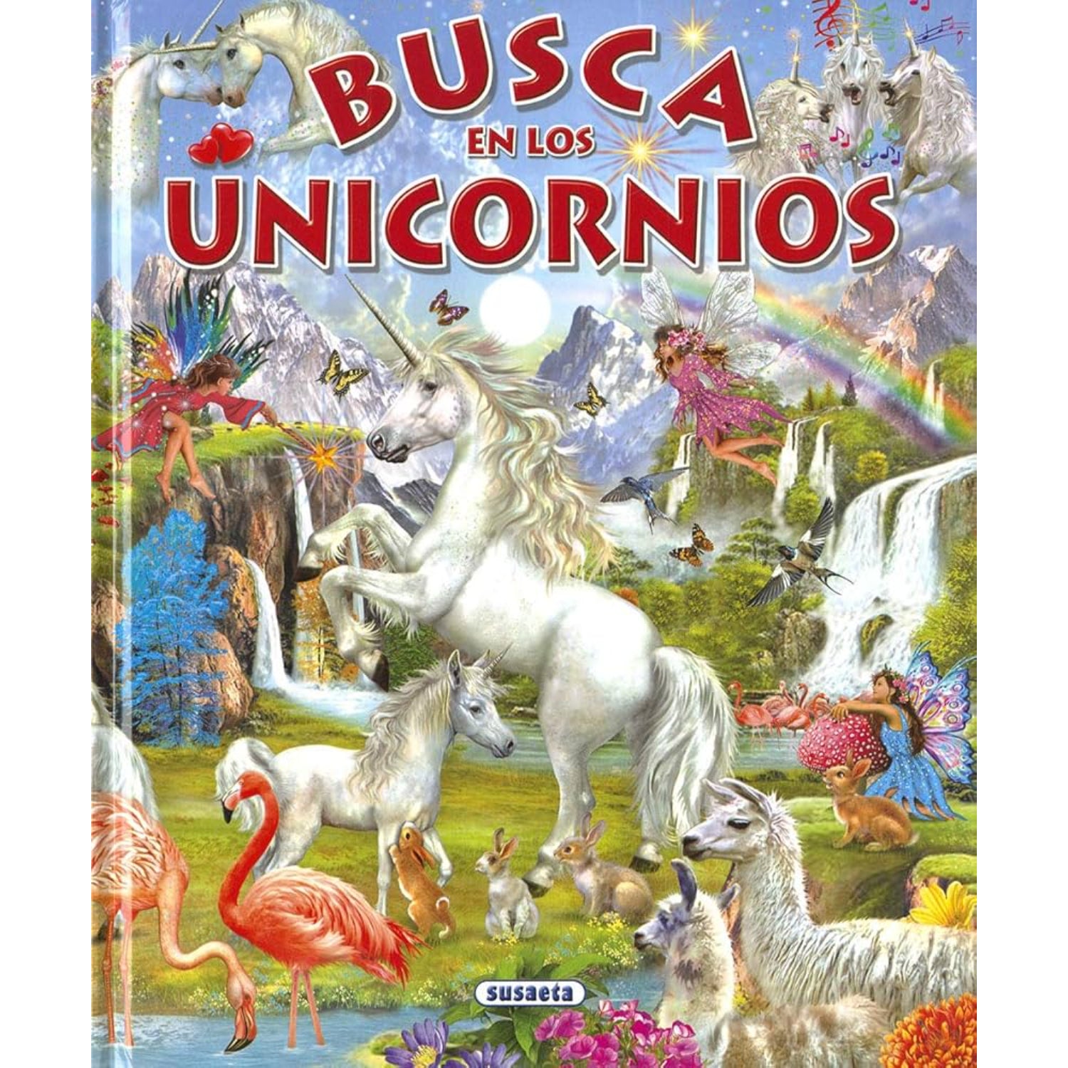 Libro 'Busca en los unicornios', ilustraciones coloridas de criaturas mágicas