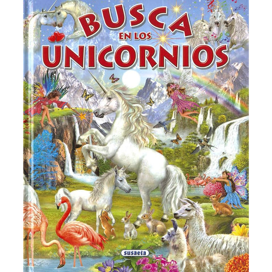 Libro 'Busca en los unicornios', ilustraciones coloridas de criaturas mágicas