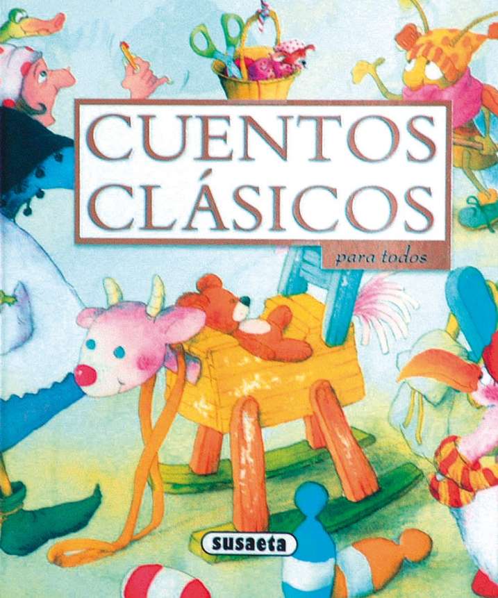Libro cuentos clásicos, colorido, portada con ilustraciones divertidas para todos los públicos
