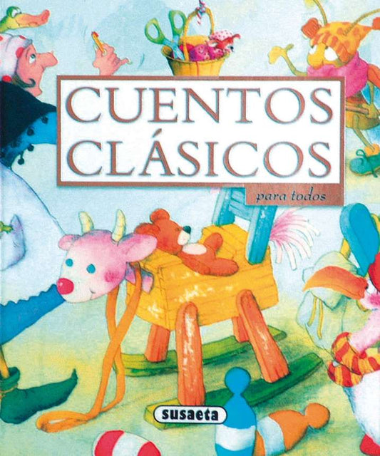 Libro cuentos clásicos, colorido, portada con ilustraciones divertidas para todos los públicos