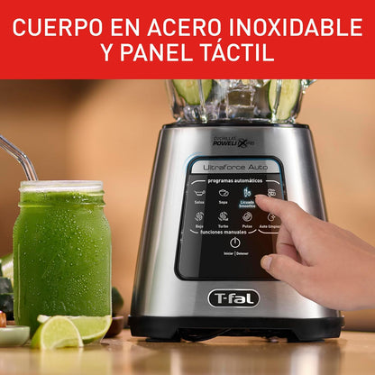 Licuadora Tefal InfinyForce XL 550W con cuerpo de acero inoxidable y panel táctil moderno