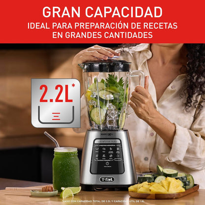 Licuadora Tefal InfinyForce XL 550W con jarra de 2.2L y diseño moderno, ideal para recetas en grandes cantidades