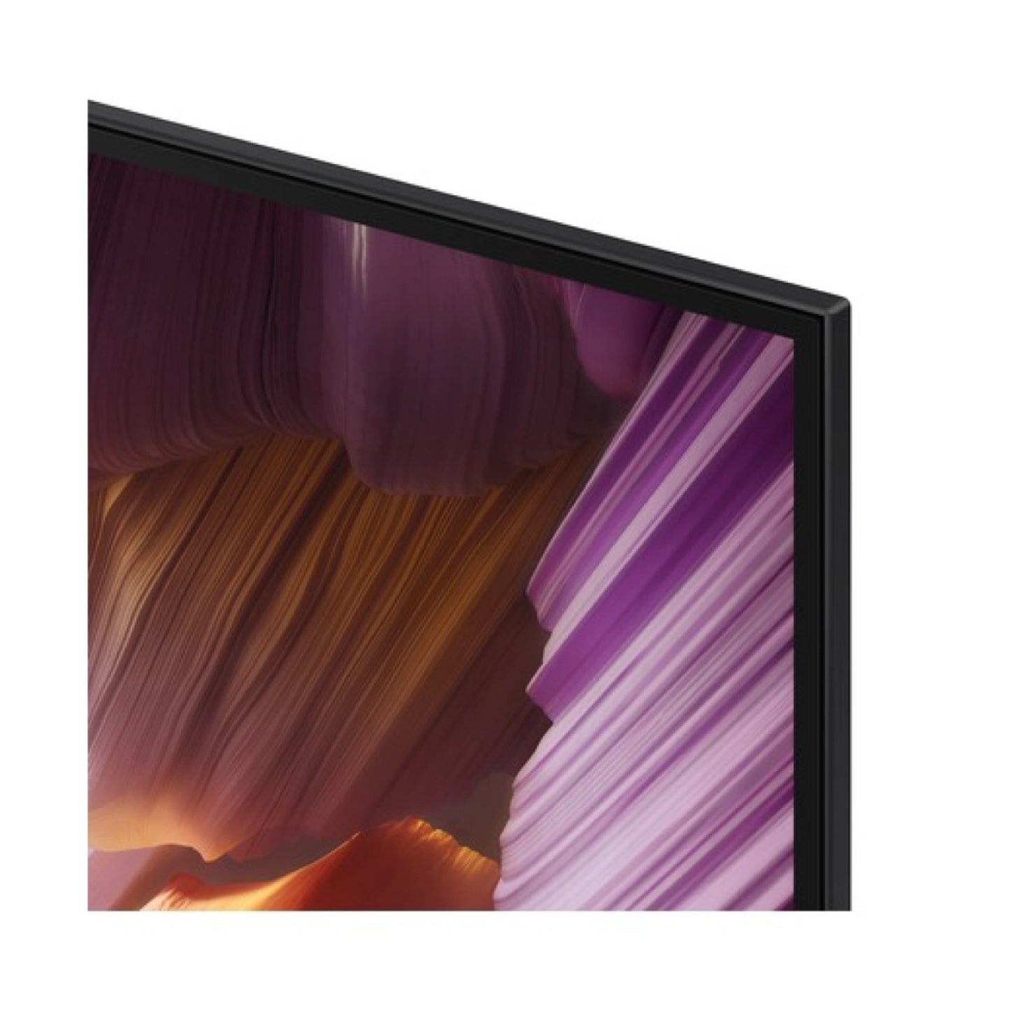 televisor oled negro, vista lateral y detalles del marco