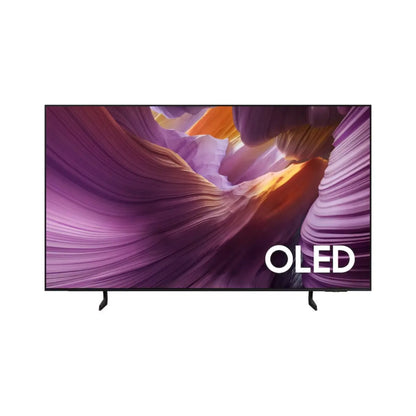 Televisor OLED Samsung, pantalla frontal con diseño moderno y colores vibrantes