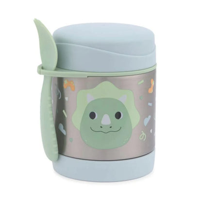Funda de termo SKIP*HOP para niños color verde, vista frontal con diseño de dinosaurio