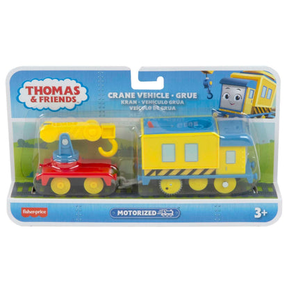 Vehículo de grúa de Thomas y sus amigos, color amarillo y azul, juguete motorizado