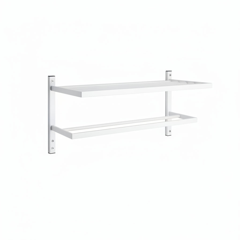Toallero blanco de pared, diseño minimalista en baño