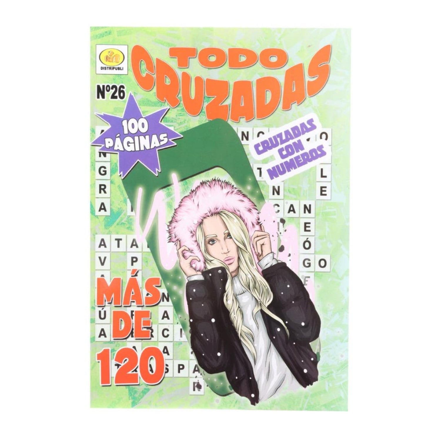 Libro cruzadas con números, portada colorida, 100 páginas