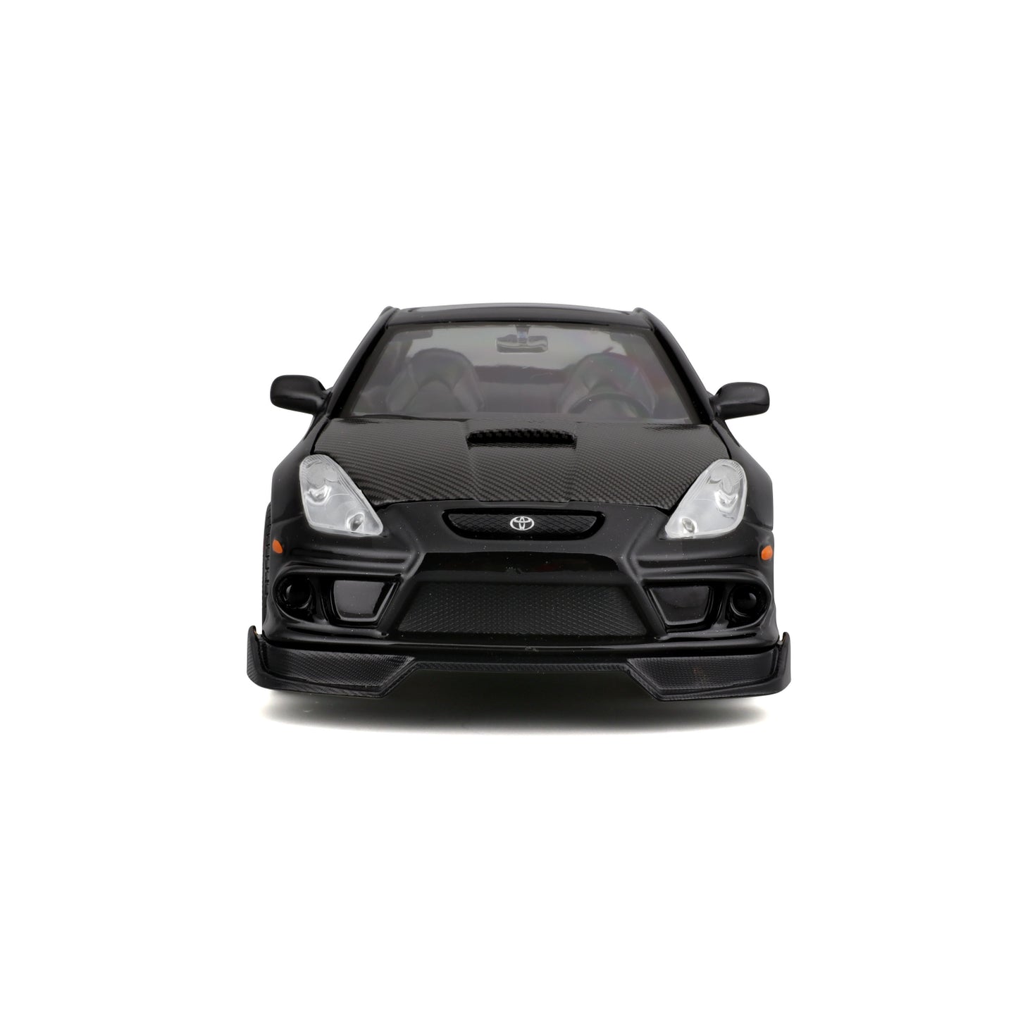 Carro modelo Maisto negro, vista frontal, colección de automóviles a escala