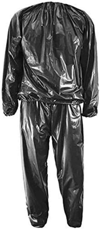Traje negro brillante, vista posterior, ideal para actividades al aire libre