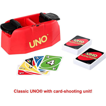 cartas de juego UNO clásico con unidad para lanzar cartas, vista superior