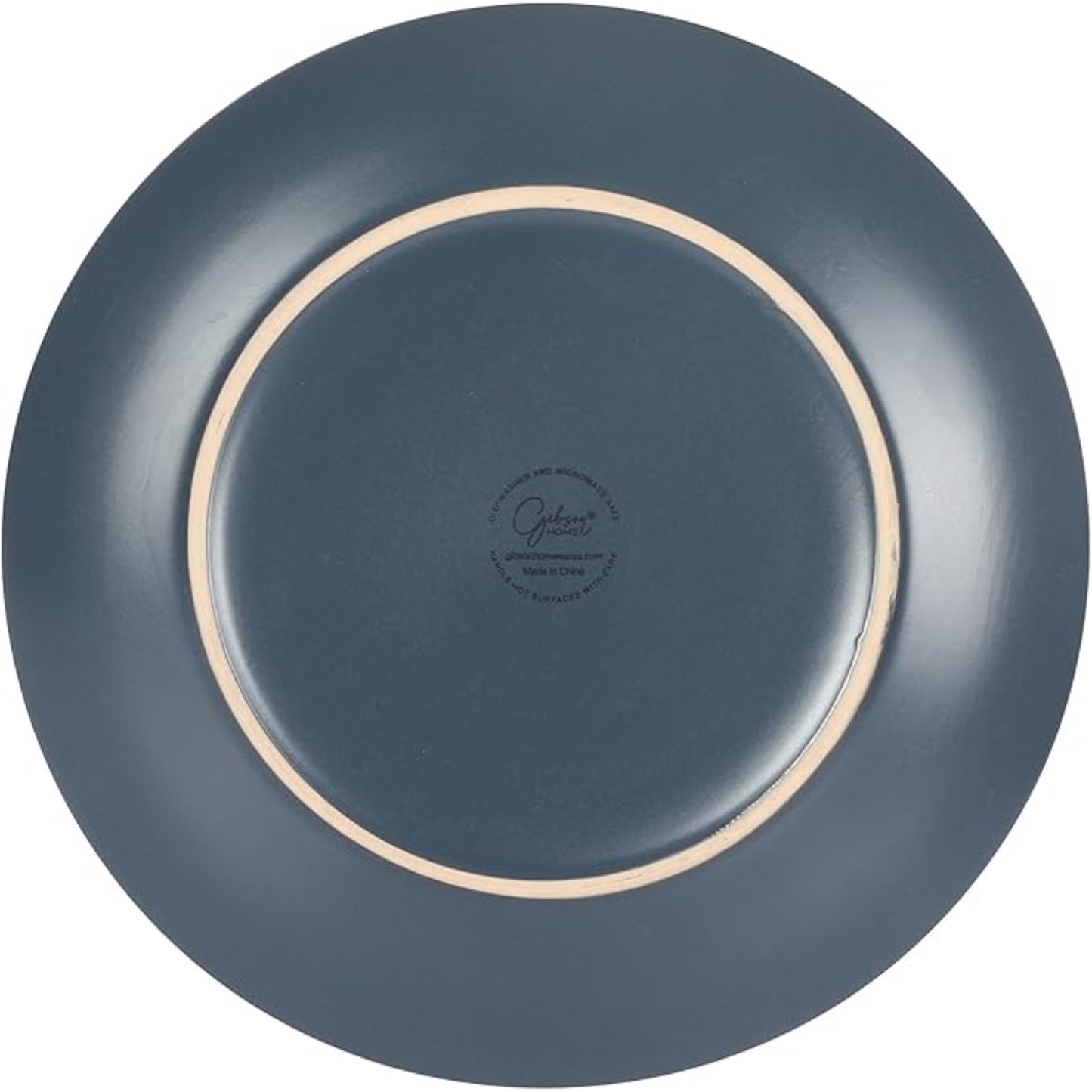 Plato azul GIBSON HOME, vajilla elegante, vista desde arriba