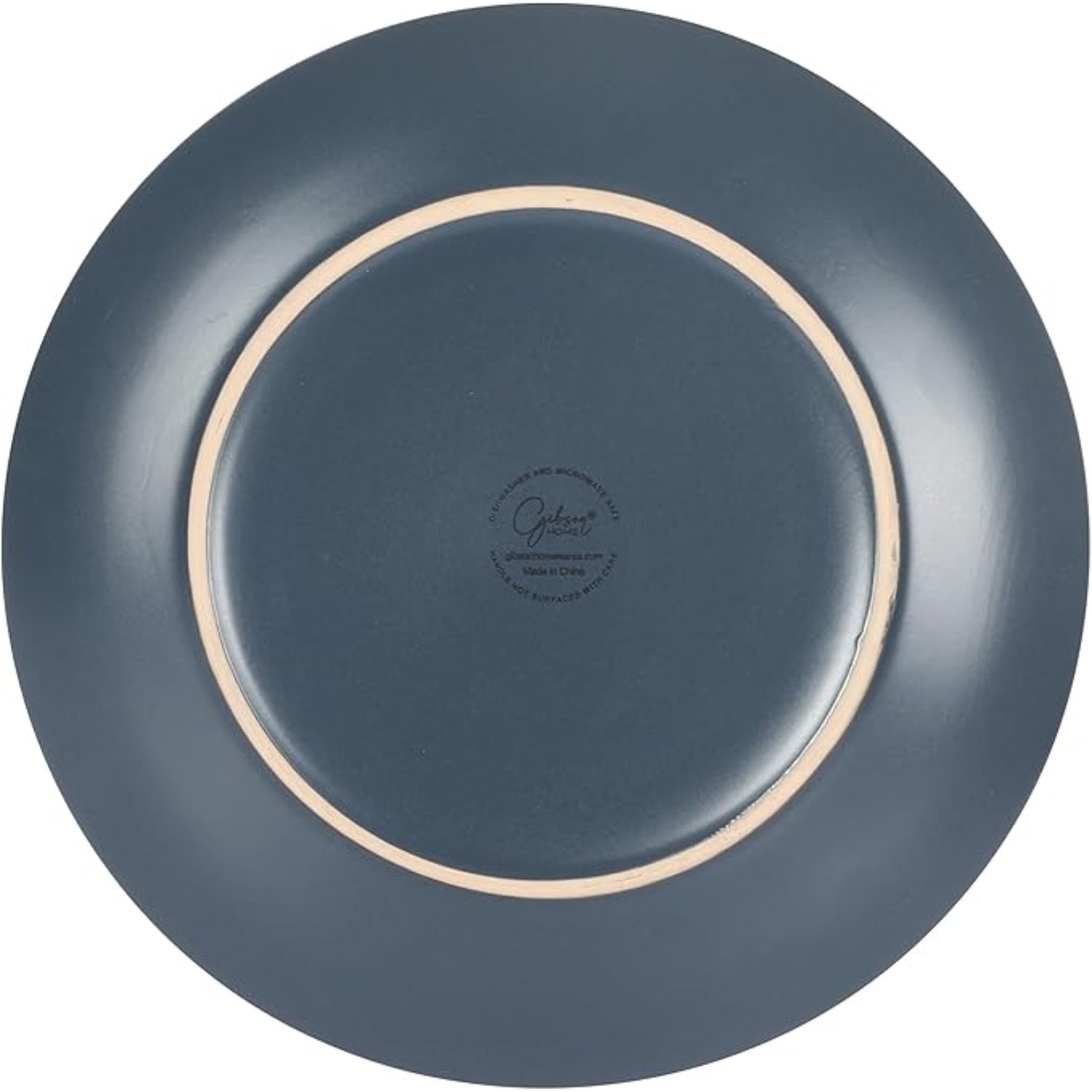 Plato azul GIBSON HOME, vajilla elegante, vista desde arriba