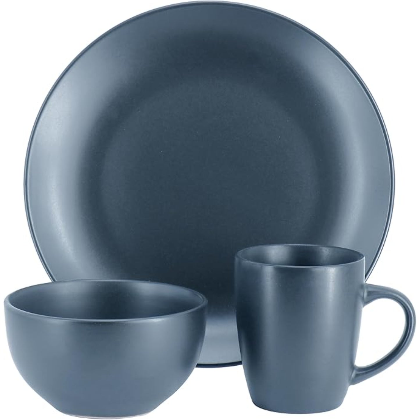 vajilla negra con plato, tazón y taza, presentación elegante