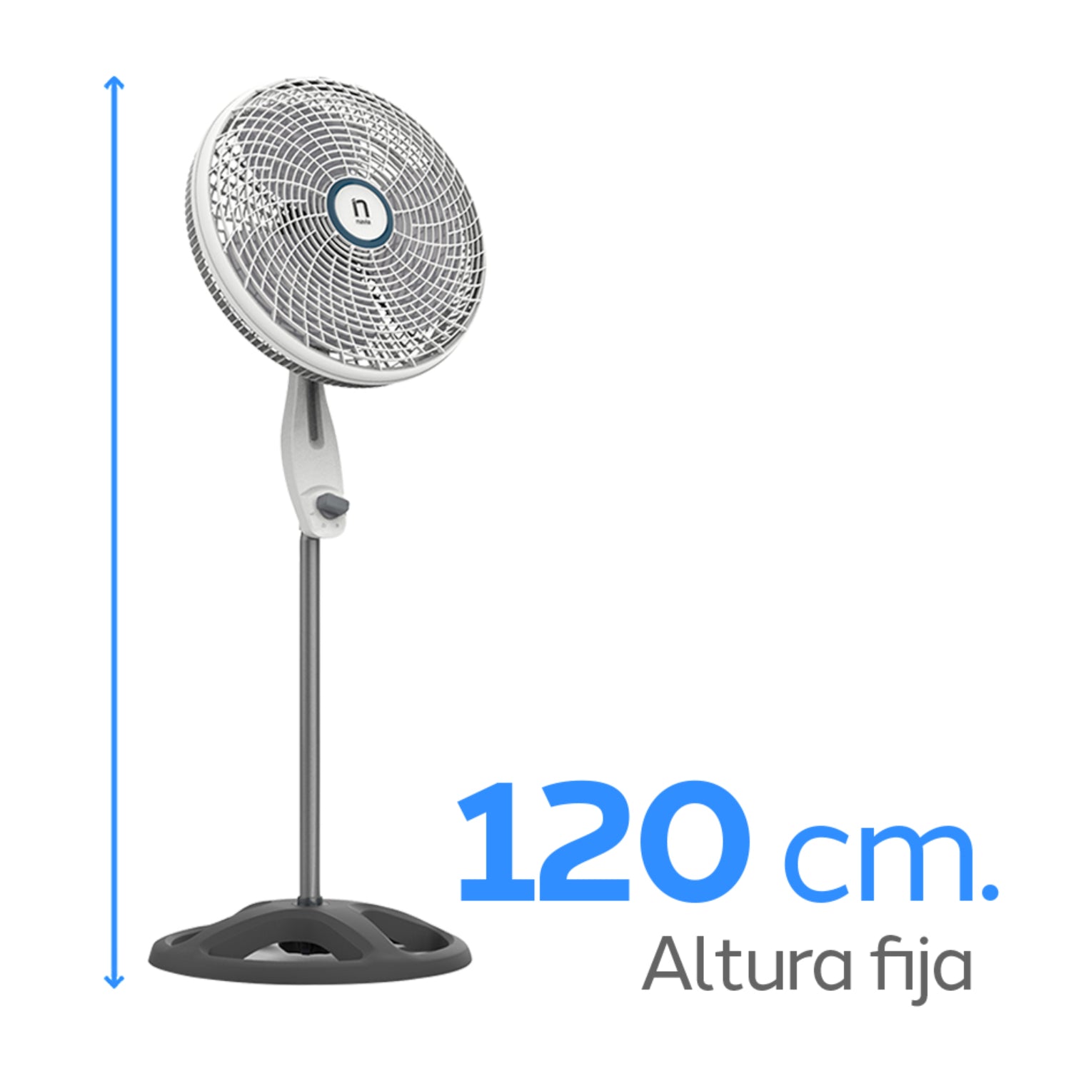 Ventilador blanco de pie, 120 cm, diseño moderno y funcional para el hogar