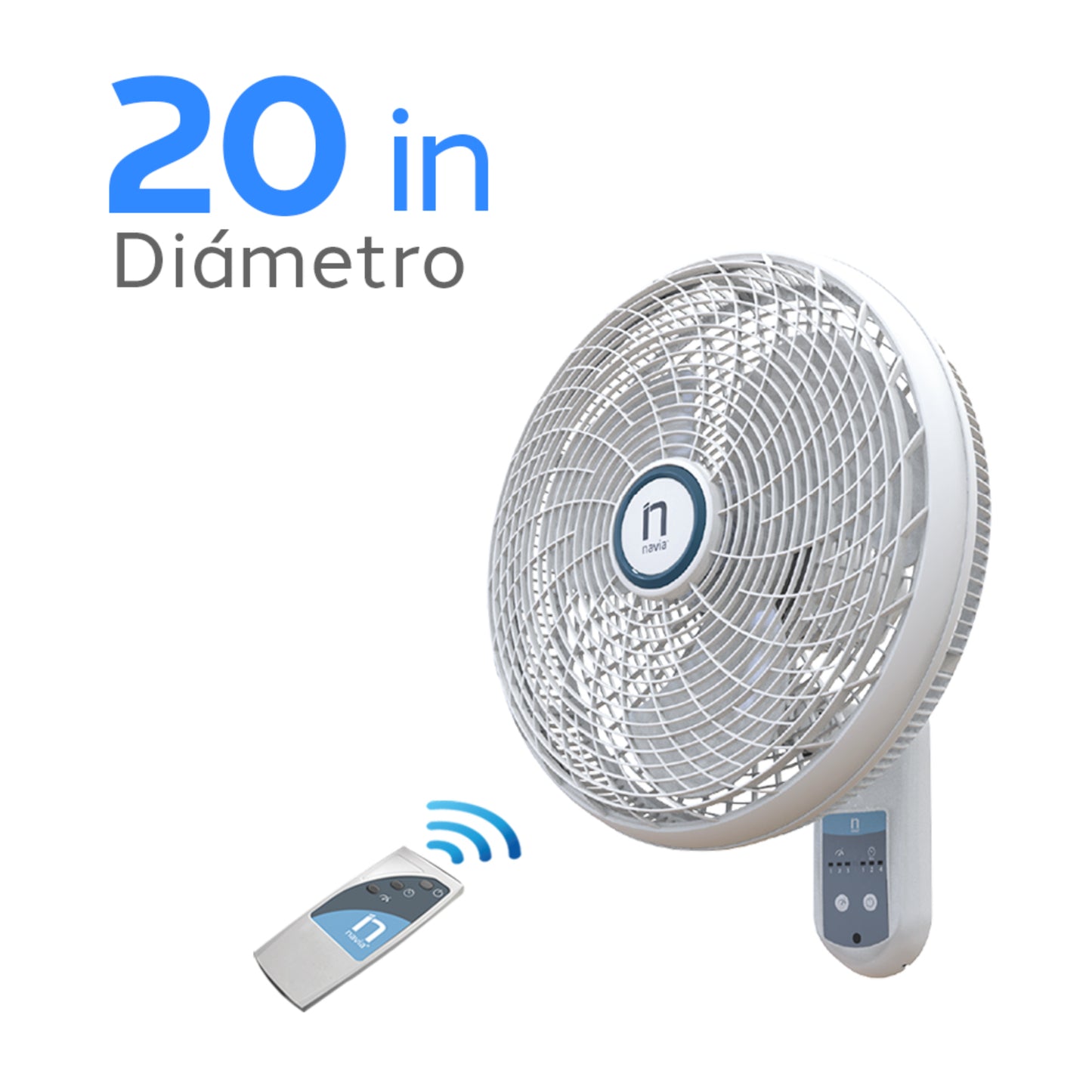 Ventilador blanco de 20 pulgadas con control remoto, ideal para hogar