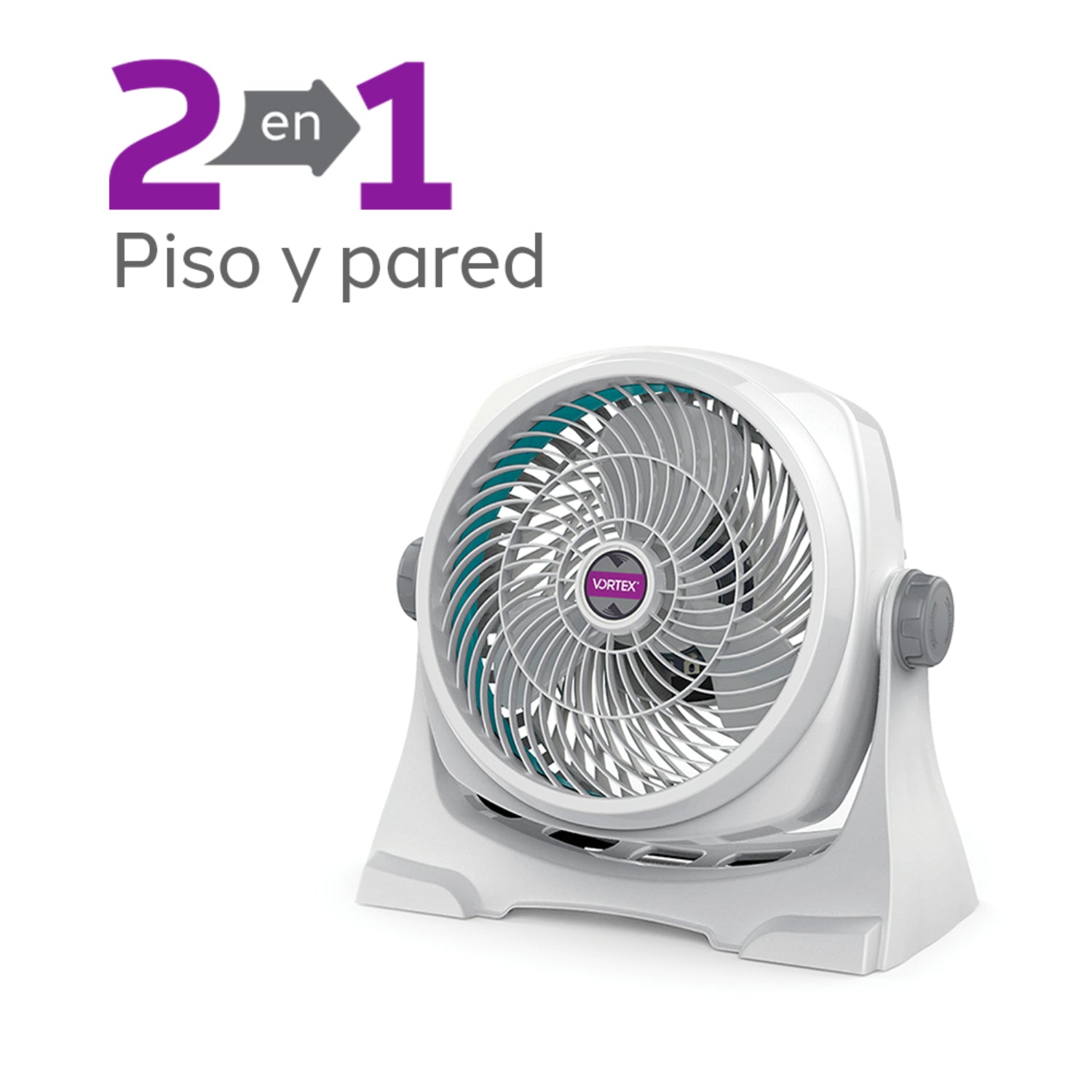 ventilador VORTEX 2 en 1, piso y pared, diseño moderno, ideal para enfriar espacios