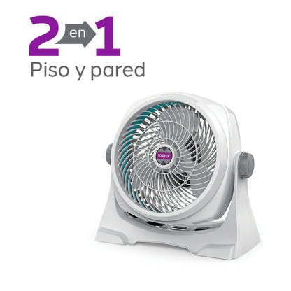 ventilador VORTEX 2 en 1, piso y pared, diseño moderno, ideal para enfriar espacios