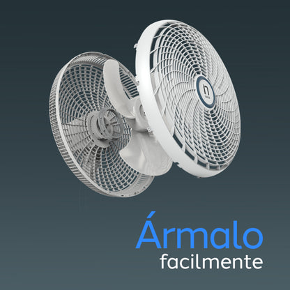 Ventilador blanco de NAVIA, vista lateral y elementos desmontables