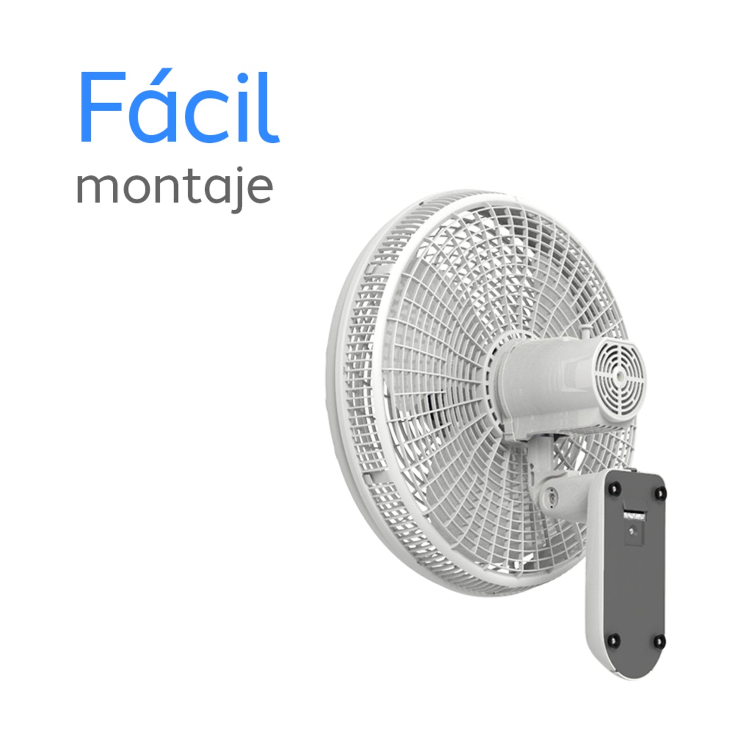 ventilador blanco de pared, fácil montaje y diseño moderno