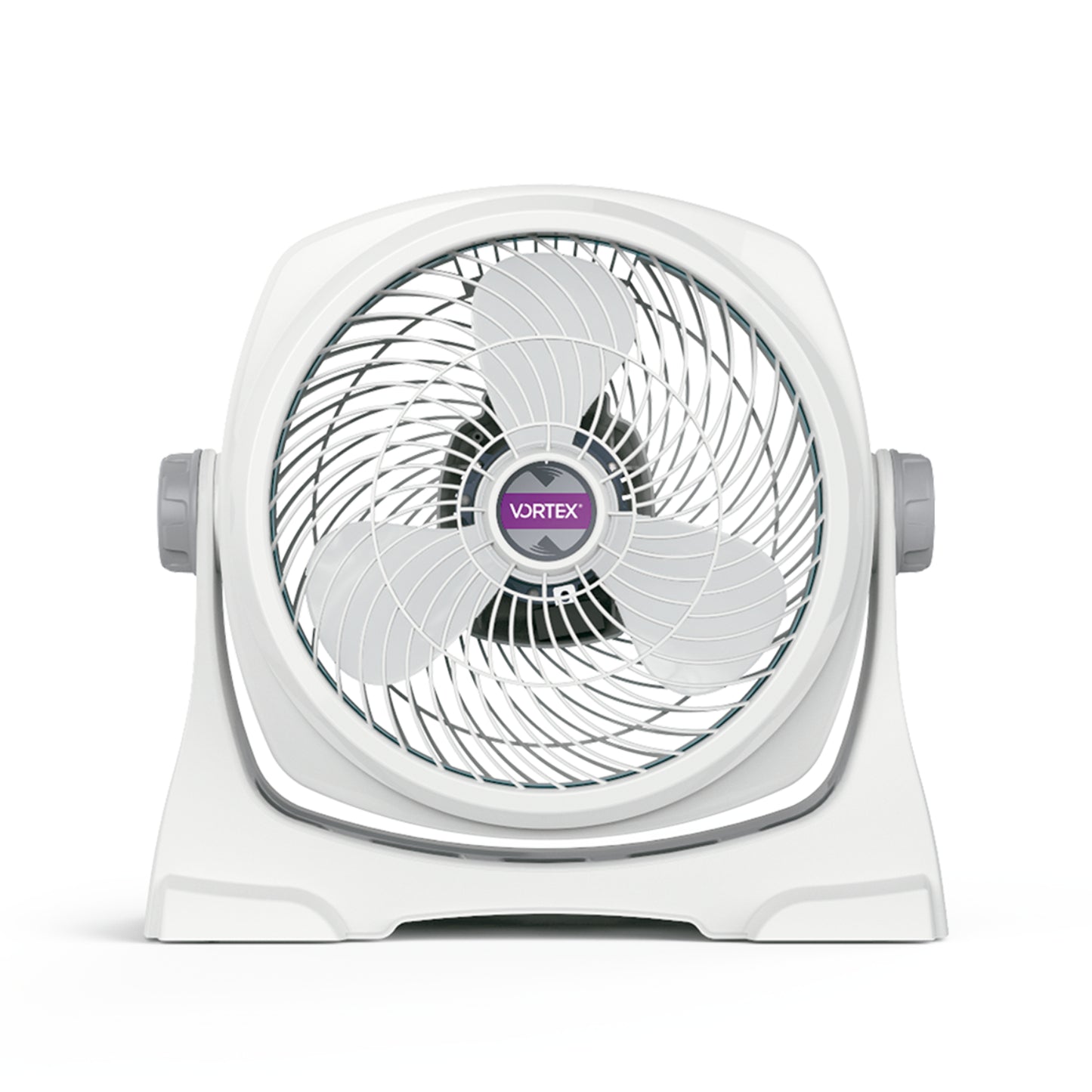 ventilador VORTEX blanco frontal, ideal para refrescar espacios interiores