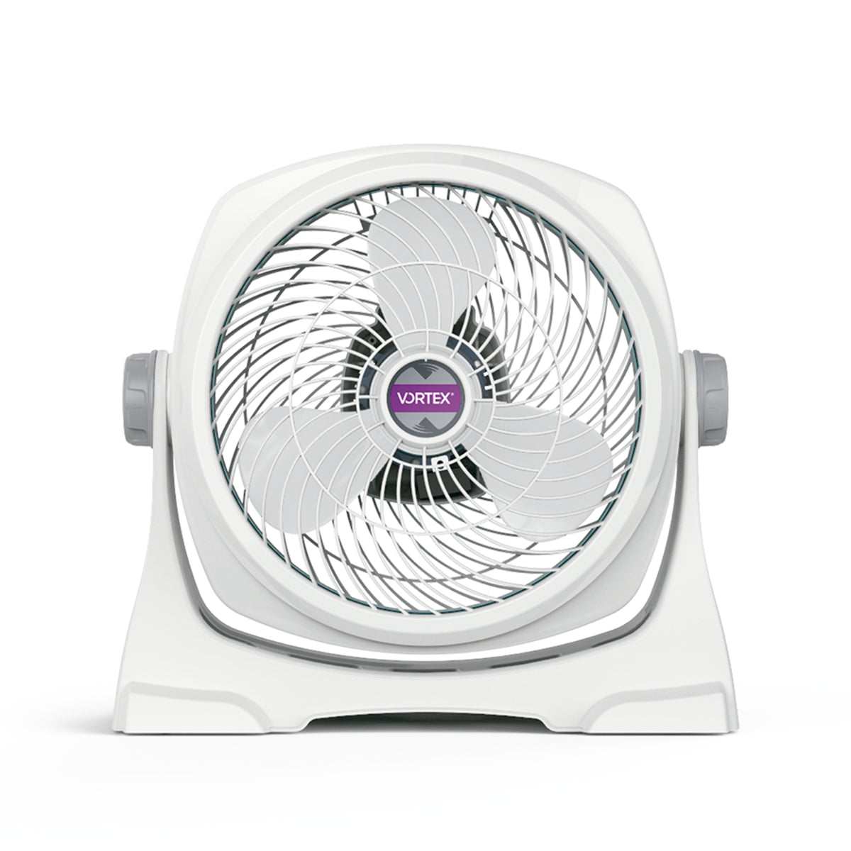 ventilador VORTEX blanco frontal, ideal para refrescar espacios interiores
