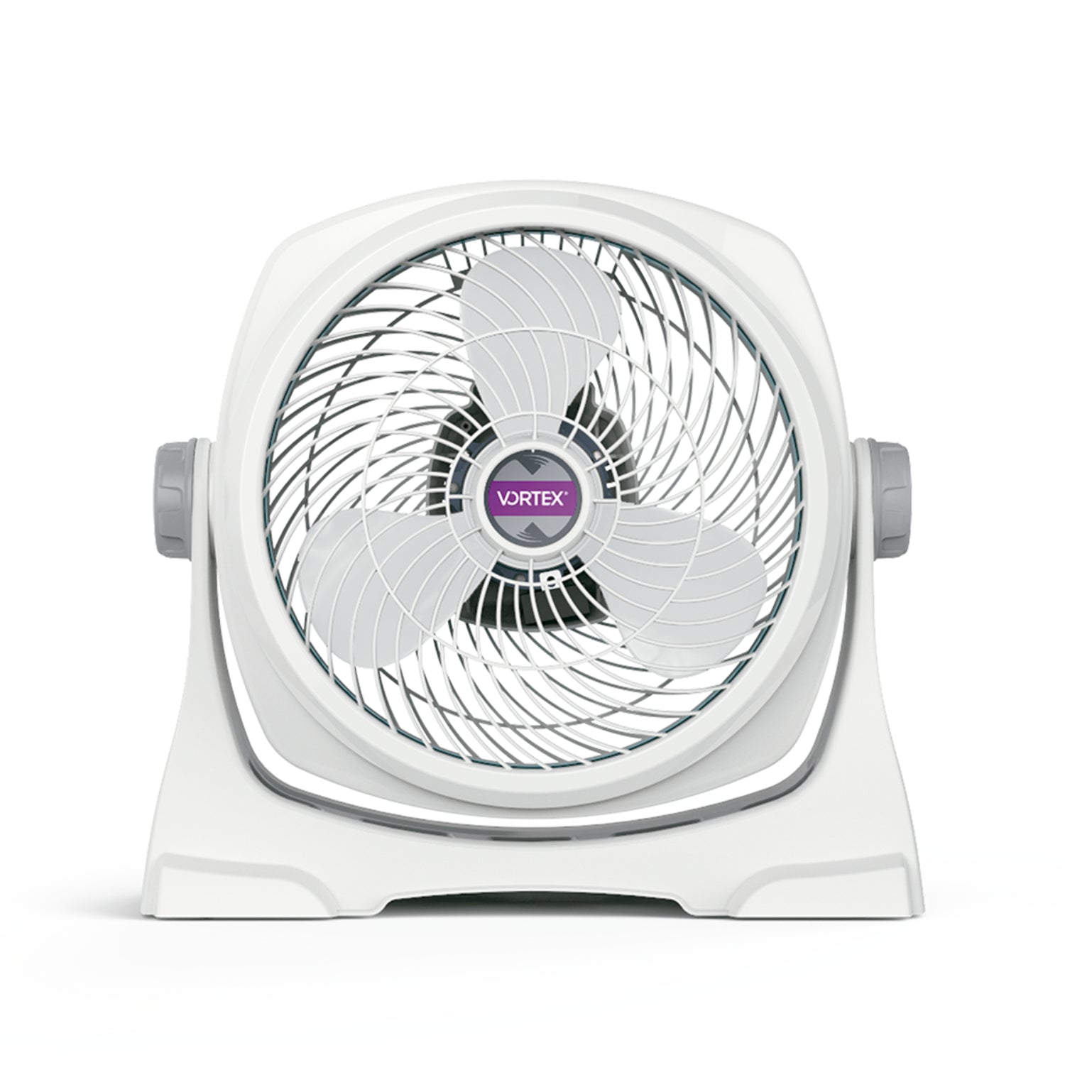 ventilador VORTEX blanco frontal, ideal para refrescar espacios interiores