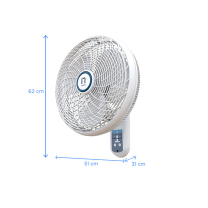 ventilador blanco frontal, sala, 62 cm, diseño moderno