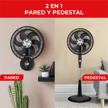 Ventilador pedestal 18 pulgadas Samurai 2 en 1 para pared y pedestal color negro