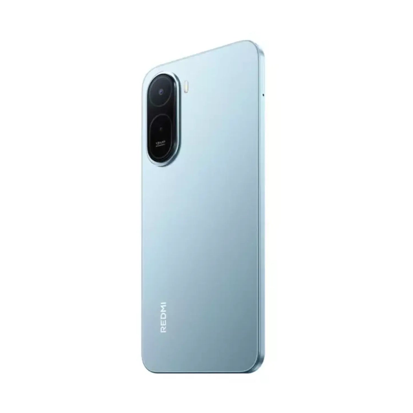 Xiaomi Redmi teléfono azul lateral, mostrando cámara y diseño elegante