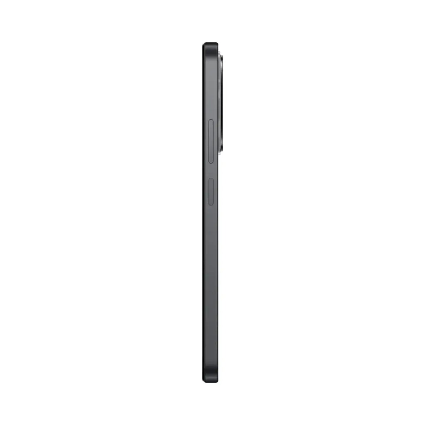 Teléfono Xiaomi negro vista lateral, diseño delgado y moderno