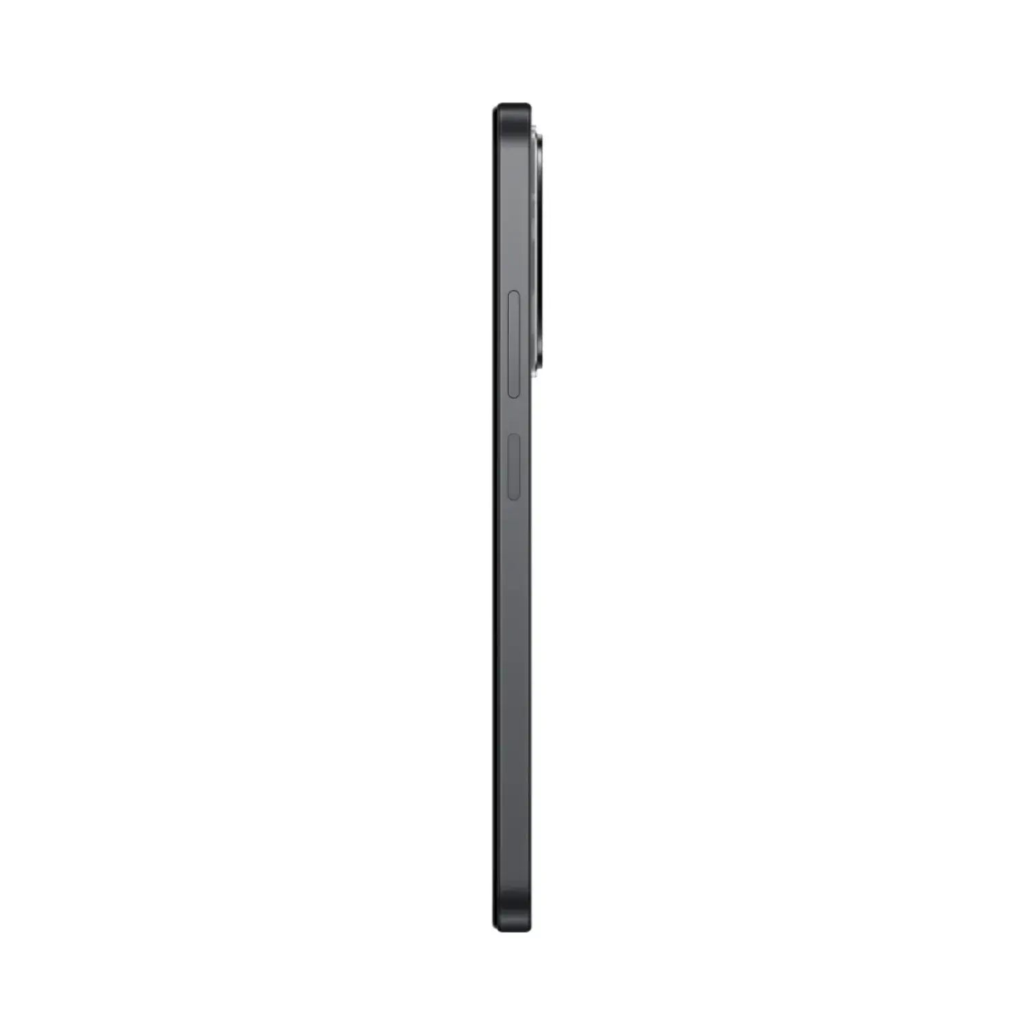 Teléfono Xiaomi negro vista lateral, diseño delgado y moderno