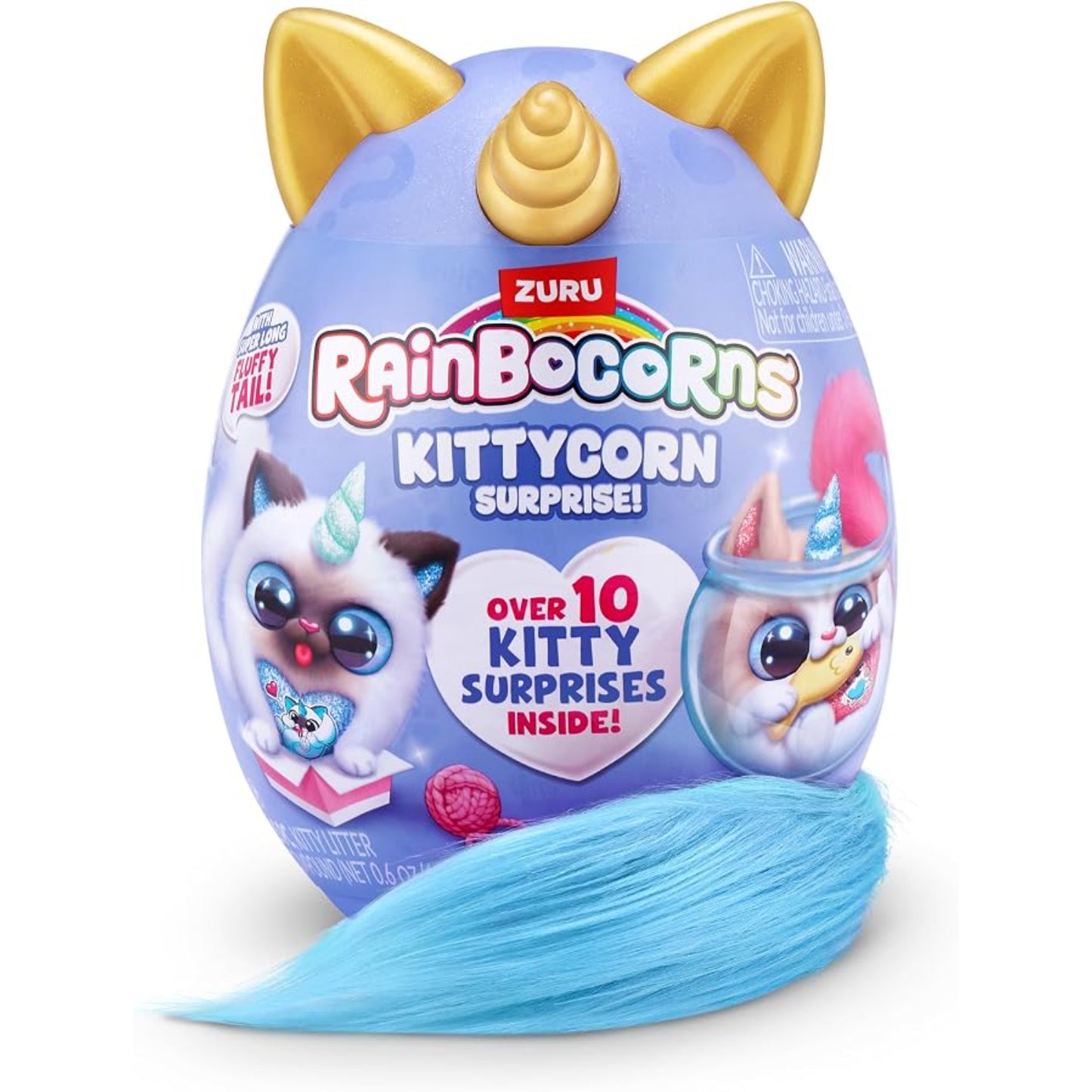 Huevo sorpresa Kittycorn ZURU Rainbocorns, color azul con detalles de unicornio y sorpresa dentro